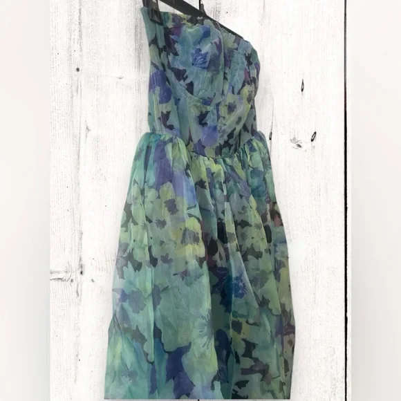 Lulus Wonderful Waltz Green Floral Print Strapless Bustier Maxi Dress Sz Lg NWT - Picture 6 of 11